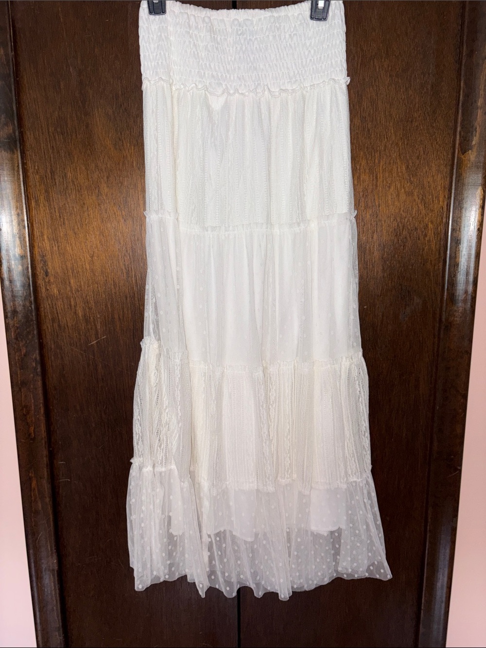 White Tiered Maxi Skirt - Smocked Waist